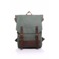 Factory Direct Sale Korean Style Canvas Bags School Backpacks With Genuine Leather
